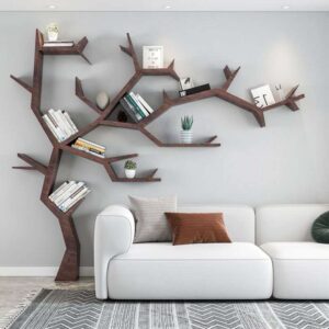Tree shape wooden bookshelf